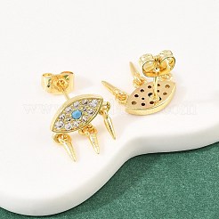 Eye with Cone Brass Micro Pave Cubic Zirconia Dangle Stud Earrings&nbsp;EJEW-A151-03G