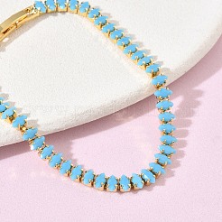 Synthetic Turquoise Tennis Bracelets&nbsp;KK-CBA964F-01G-01