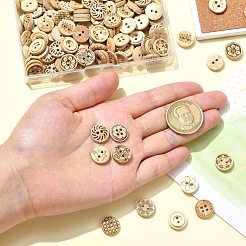 160Pcs 16 Styles Natural Coconut Husk Buttons&nbsp;COCO-CJ0001-01