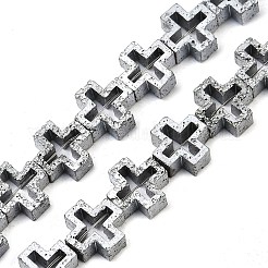 Electroplated Natural Lava Rock Beads Strands&nbsp;G-K388-02H