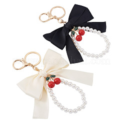 2Pcs 2 Colors Polyester & Alloy & Plastic Keychains&nbsp;KEYC-TA0001-52B