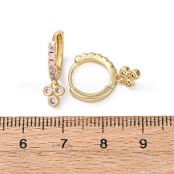 Three-Clover Brass Micro Pave Cubic Zirconia Hoop Earrings&nbsp;EJEW-Z159-01G-02