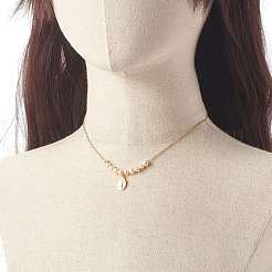 Oval with Virgin Mary & Natural Pearl Beads Pendant Necklaces&nbsp;NJEW-JN03625-01