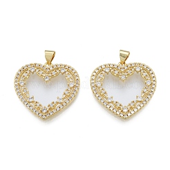 Brass Micro Pave Clear Cubic Zirconia Pendants&nbsp;KK-G431-17G