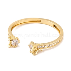 Dragon Brass Pave Clear Cubic Zirconia Open Cuff Bangles with Glass for Women&nbsp;BJEW-S147-28A-G