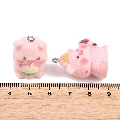 Flocking Opaque Resin Pendants&nbsp;RESI-D024-02P
