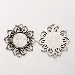 Tibetan Style Alloy Flower Cabochon Connector Bezel Settings&nbsp;PALLOY-J494-06AS