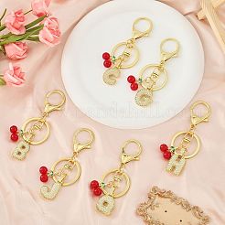 Brass Micro Pave Clear Cubic Zirconia Letter Pendant Keychain&nbsp;KEYC-SW00015-Q