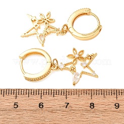 Brass Micro Pave Cubic Zirconia Dangle Hoop Earrings for Women&nbsp;KK-CBADCD7-02G