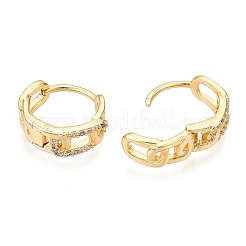 Brass Micro Pave Clear Cubic Zirconia Hoop Earrings&nbsp;EJEW-C121-16G