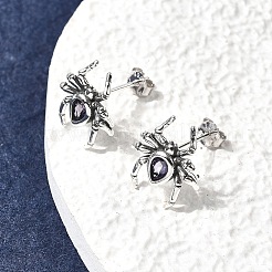 925 Sterling Silver Micro Pave Cubic Zirconia Stud Earrings&nbsp;EJEW-Z133-01AS