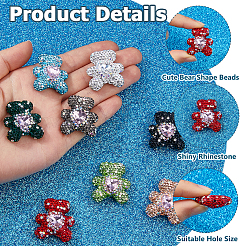8Pcs 8 Styles Rhinestone Clay Pave Beads&nbsp;RB-HS0001-01