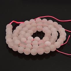 Frosted Natural Rose Quartz Round Beads Strands&nbsp;G-N0120-43-6mm