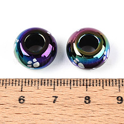 UV Plating Printed Opaque Acrylic European Beads&nbsp;MACR-N018-05B