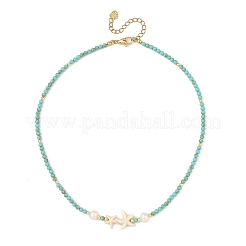 Dyed Synthetic Turquoise Starfish and Pearl Beaded Necklaces for Women&nbsp;NJEW-JN06658