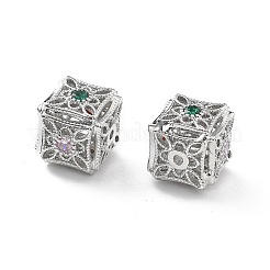Brass Micro Pave Cubic Zirconia Beads&nbsp;KK-G523-12P