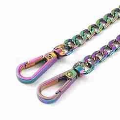 Zine Alloy Curb Chain Bag Handles&nbsp;FIND-WH0126-33C-M
