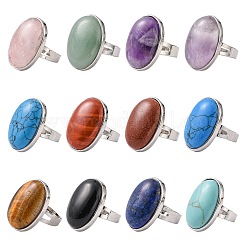 Great Valentines Gifts Natural & Synthetic Mixed Stone Rings&nbsp;RJEW-C094-M