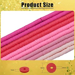 10 Strands 5 Colors Flat Round Handmade Polymer Clay Beads&nbsp;CLAY-SZ0002-02C