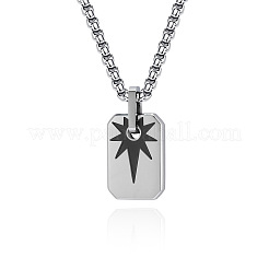 Duo Tone 304 Stainless Steel Dog Tag Star Pendant Necklaces for Men&nbsp;WG8306F-02