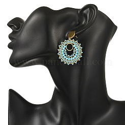 304 Stainless Steel with Glass Seed Beads Stud Earrings&nbsp;EJEW-MZ00761