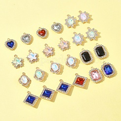 24Pcs 6 Styles Alloy Glass Pendants&nbsp;FIND-FS0003-20