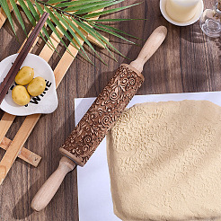 Flower Print Wood Rolling Pin&nbsp;AJEW-WH0314-689C-1