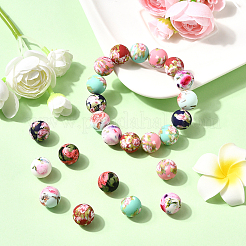 56Pcs 7 Colors Printed Round Silicone Focal Beads&nbsp;SIL-PA0001-10