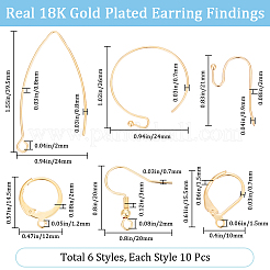 60Pcs 6 Style 304 Stainless Steel & Brass Earring Findings&nbsp;DIY-BBC0001-79