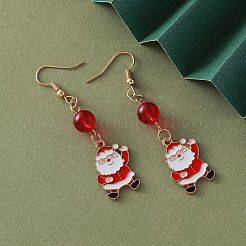 Alloy Enamel Santa Claus Dangle Earrings&nbsp;FS-WGCA223-01