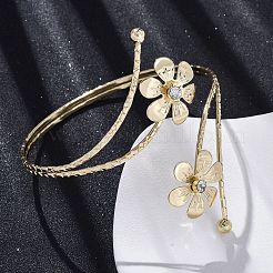 Lotus Alloy Arm Cuff Bangles for Girl Women&nbsp;LS-AJEW-A063-01E-G