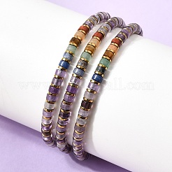Natural Amethyst & Non-magnetic Hematite Beaded Adjustable Bracelets for Unisex&nbsp;BJEW-K251-09X