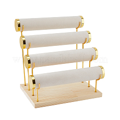 4-Tier Velvet T Bar Jewelry Bracelet Display Risers&nbsp;BDIS-WH0007-03G
