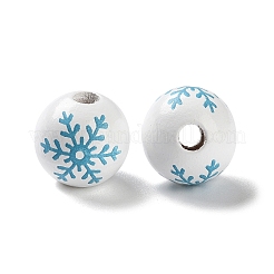 Printed Wood European Beads&nbsp;WOOD-Z002-08C