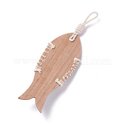 Mediterranean Style Fish Wood Hanging Pendant&nbsp;HJEW-C007-01