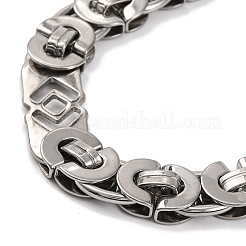201 Stainless Steel Hollow Rectangle Byzantine Chain Necklace&nbsp;NJEW-F222-14P