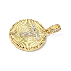 Brass Micro Pave Clear Cubic Zirconia Pendants&nbsp;KK-L253-17G-T