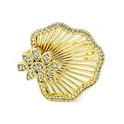Brass Micro Pave Cubic Zirconia Open Cuff Rings&nbsp;RJEW-K256-07G