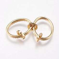 Brass Micro Pave Cubic Zirconia Links Rings&nbsp;KK-I614-035G