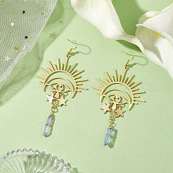 Natural Quartz Crystal & 201 Stainless Steel Dangle Earrings&nbsp;EJEW-TA00427