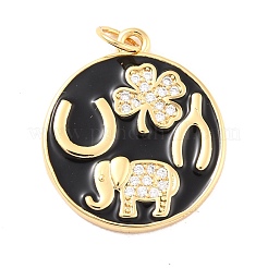 Eco-Friendly Brass Micro Pave Cubic Zirconia with Enamel Pendants&nbsp;KK-K268-17G