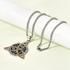 201 Stainless Steel Black Enamel Viking Triquetra/Trinity Knot Pendant Necklaces&nbsp;NJEW-Z112-01GP