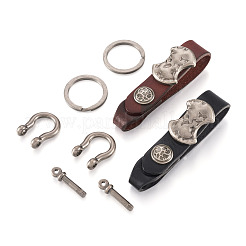 2Pcs 2 Colors Leather Clasps Keychain&nbsp;KEYC-BY0001-04