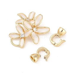 Brass Micro Pave Clear Cubic Zirconia Fold Over Clasps&nbsp;KK-U043-09G-02