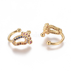 Golden Plated Brass Micro Pave Cubic Zirconia Cuff Earrings&nbsp;EJEW-L244-27G