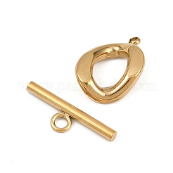Oval 304 Stainless Steel Toggle Clasps&nbsp;STAS-L022-537G
