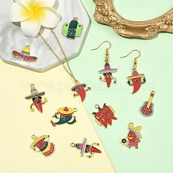 36Pcs 12 Styles Cinco De Mayo Theme Alloy Enamel Pendants&nbsp;ENAM-FS0004-37