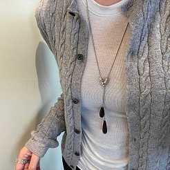 Adjustable Wood Teardrop Tassel Alloy Chain Lariat Necklaces for Women&nbsp;WGF9A15-02