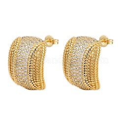 Brass Micro Pave Cubic Zirconia Oval Stud Earrings&nbsp;EJEW-L275-09G