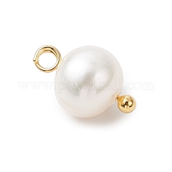 Natural Cultured Freshwater Pearl Round Charms&nbsp;PALLOY-JF04218-02